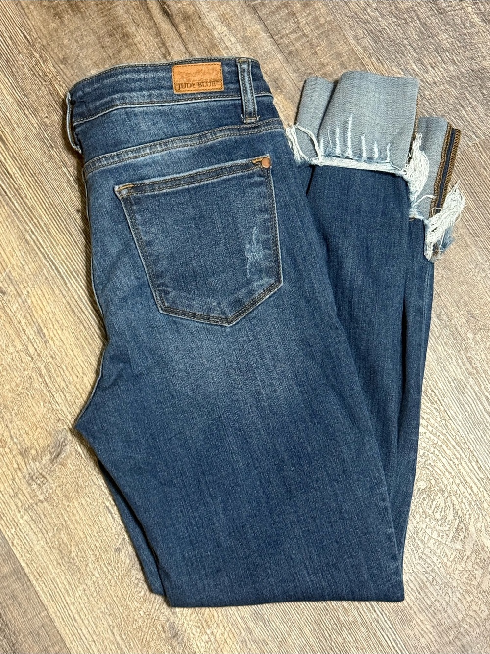 Judy Blue Skinny Fit Jeans Size 9/29 Distressed Frayed Cuff Stretch Denim - Picture 2 of 10